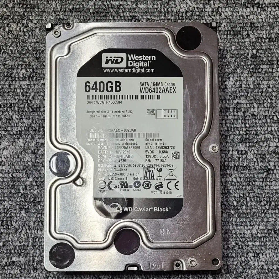 하드디스크, WD 640GB HDD 판매 합니다. 일반 HDD 3.5인치