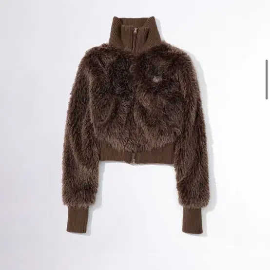 스컬프터 폭스퍼 집업 브라운 Faux Fur Zip-Up Jacket