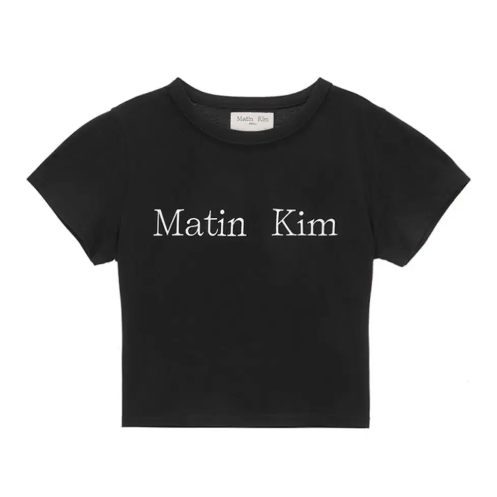 마뗑킴 반팔 LOGO CROP TOP IN BLACK