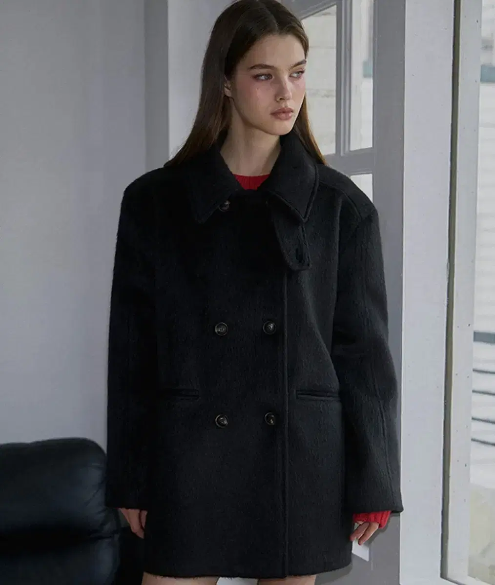 Rose Franz High Neck Half Coat Black