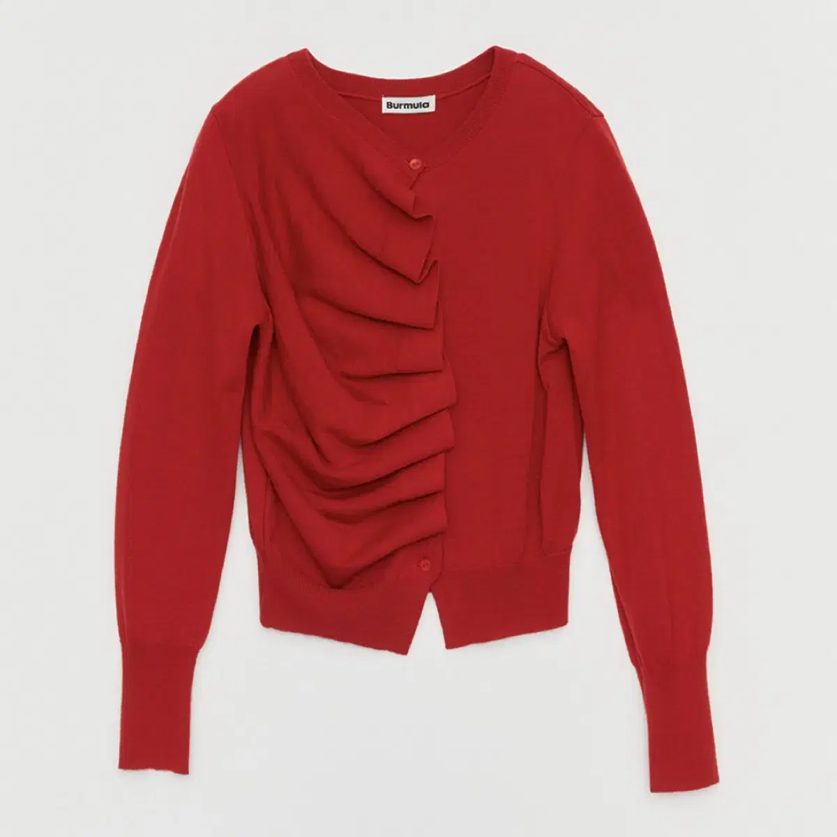 버뮬라 KNIT CARDIGAN RED 오블리크 니트 가디건 레드