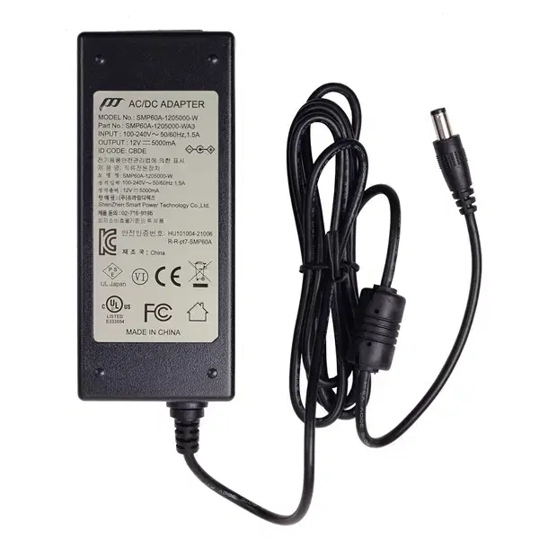 12V 5A 어댑터 내경2.1~2.5mm/외경5.5mm