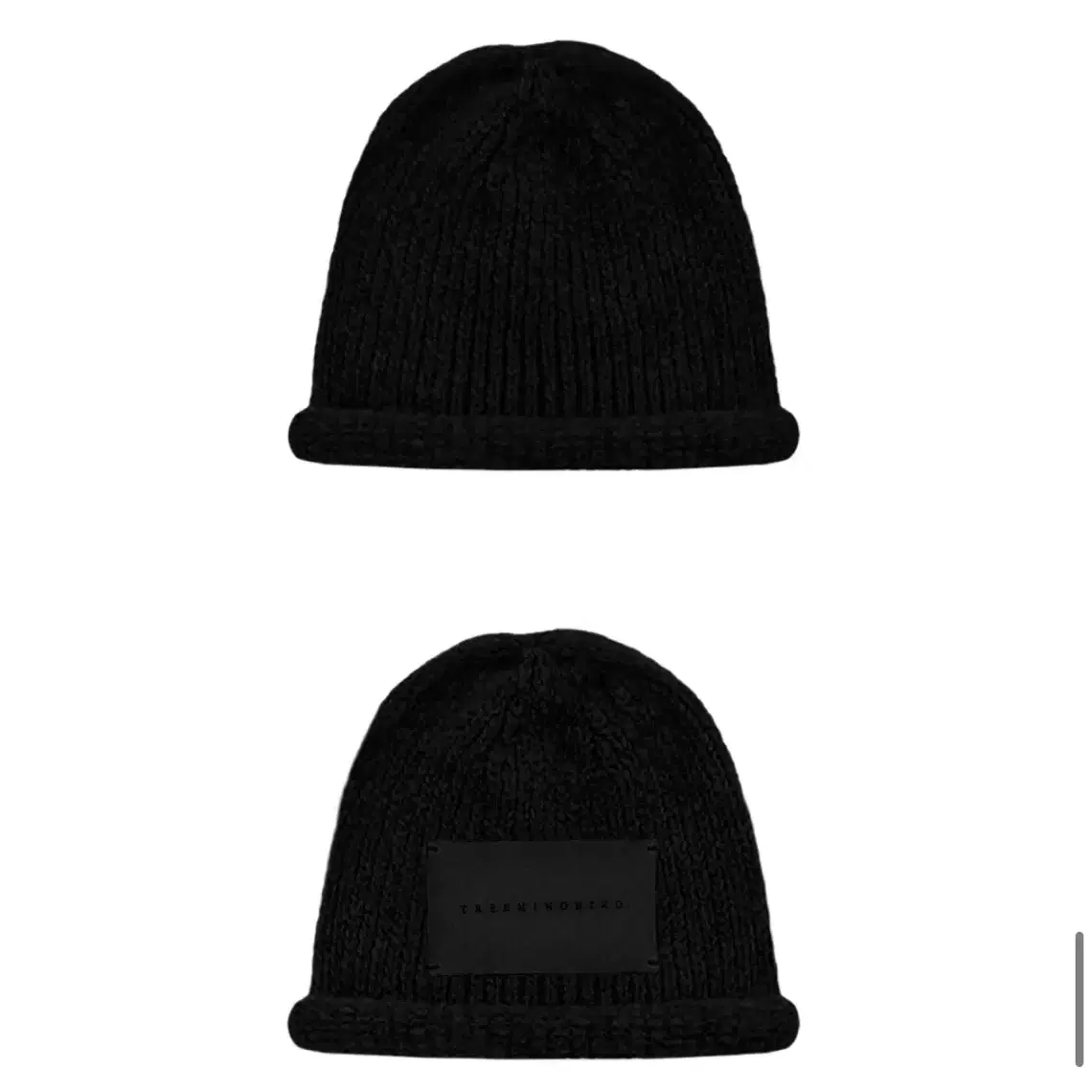 트리밍버드) Rolled-up Leather Patch Beanie BK