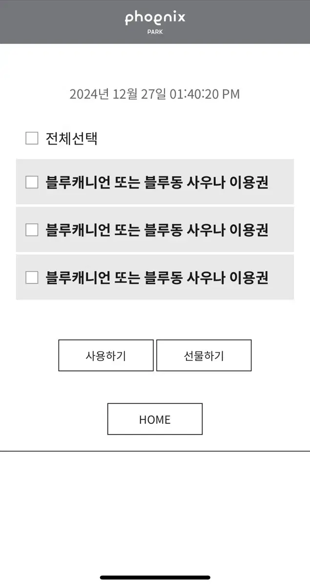 휘닉스파크 블루캐니언 워터파크 12/28 or 29 사용가능 3매 일괄