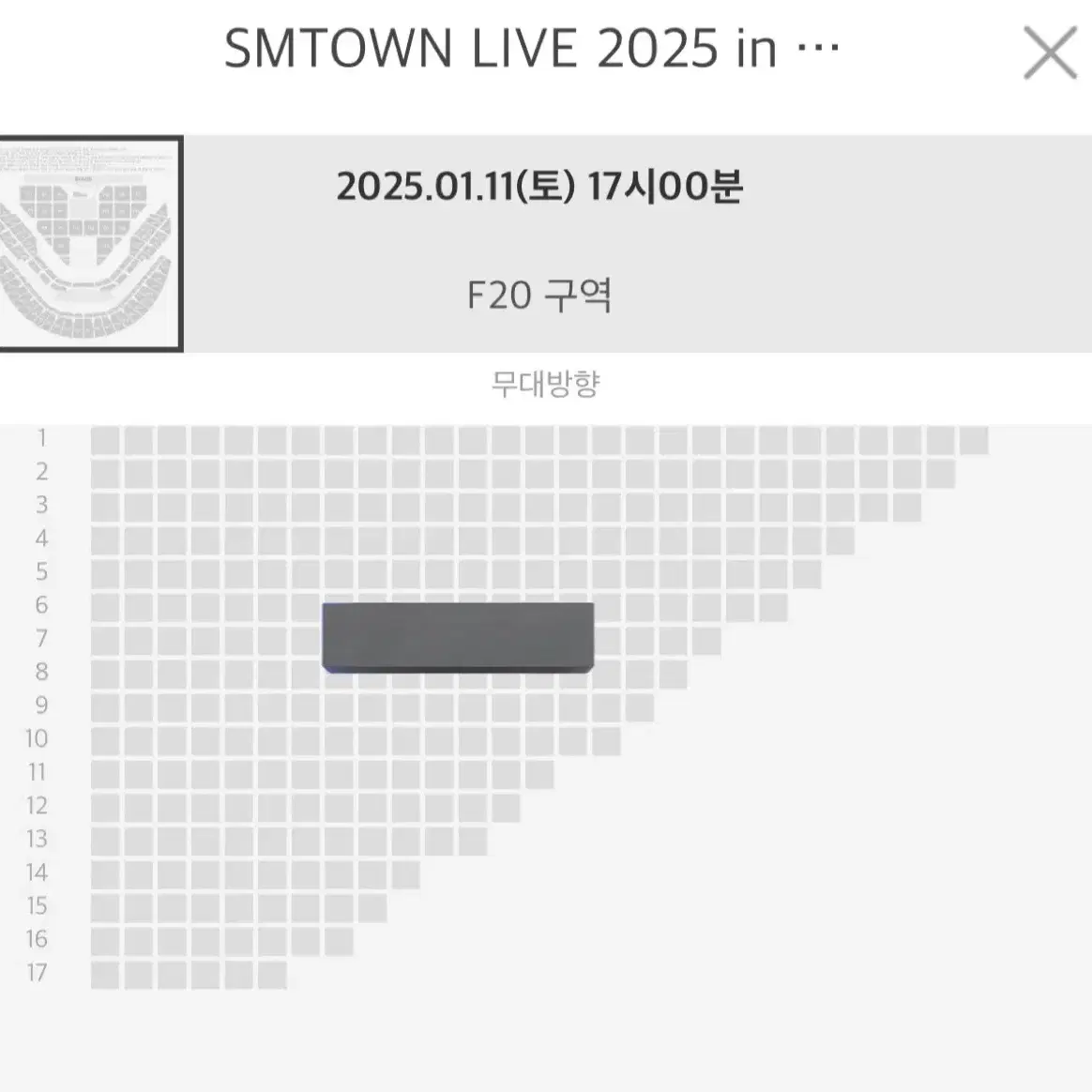 SMTOWN 2025 sm 에스엠 콘서트 슴콘 첫콘 RS석 f20 양도