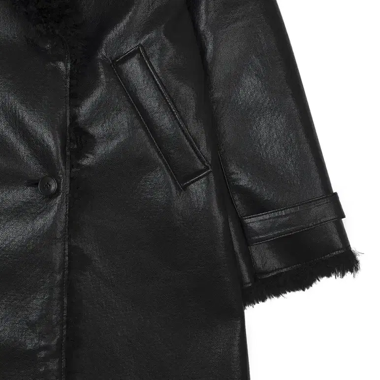 보헴서 FAUX LEATHER SHEARING COAT 레더롱코트