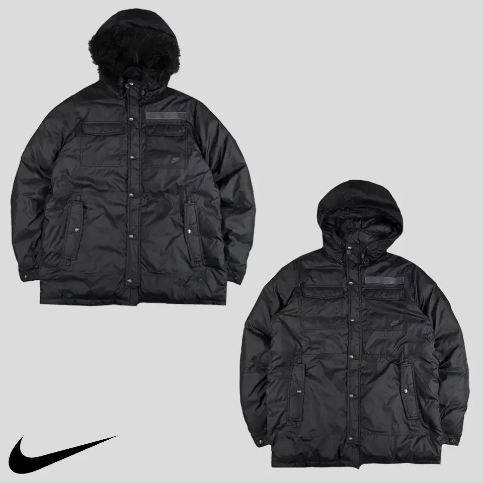 Nike NSW Black Multipocket Polyproof Goose Down Goose Down High Neck Long Puffer