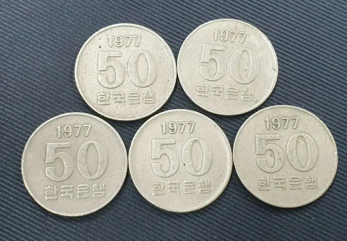 한국은행 1977년 50주 주화 사용제 5점 드립니다