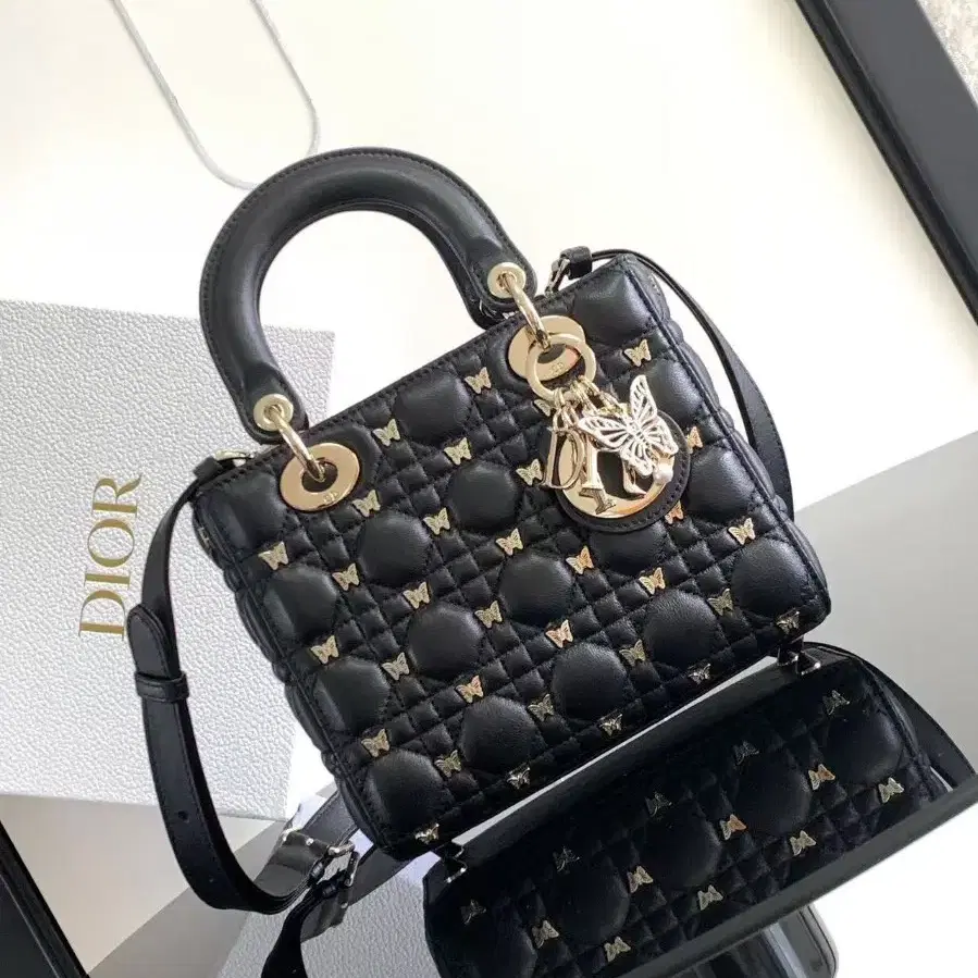 DIOR 숄더백 다이피백 나비 메탈 토트 크로스백