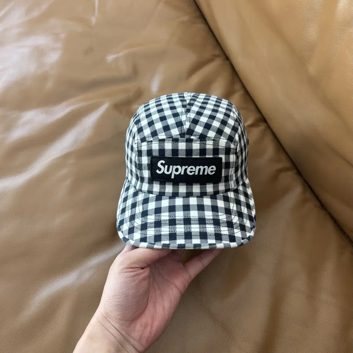 Supreme 슈프림 캠프캡 모자 (Gingham Check Navy)