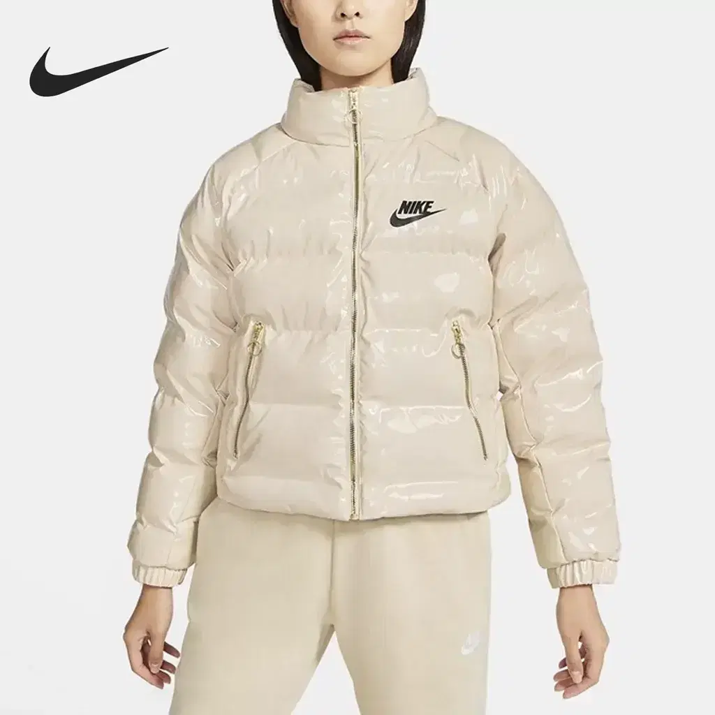 NIKE 나이키 우먼스 유광 숏 패딩 S