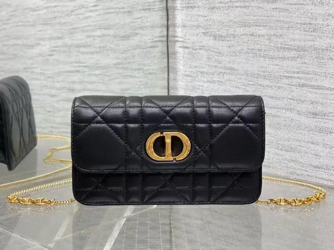 DIOR miss caro체인 마름모 체크 숄더 토트