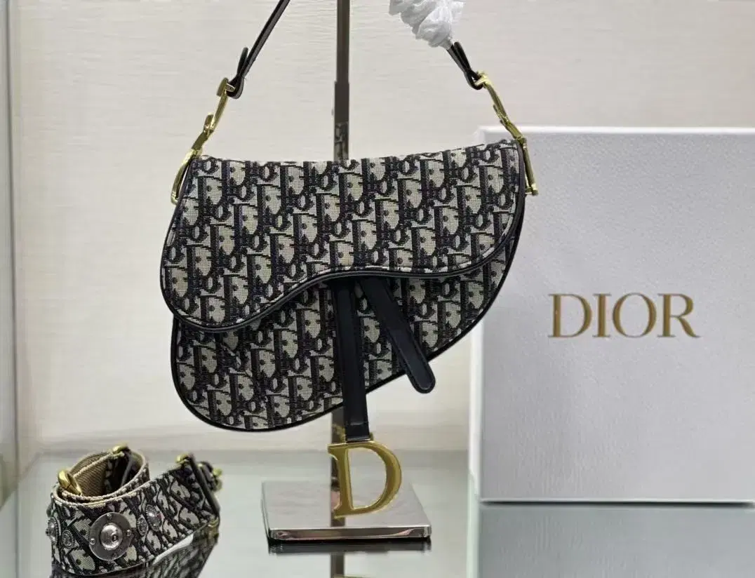 DIOR saddle디오르 캔버스 노치 숄더백