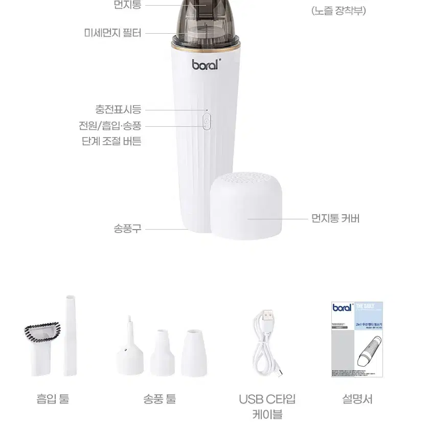 [미개봉 새제품] 보랄 2in1 블로잉 무선 핸디 청소기