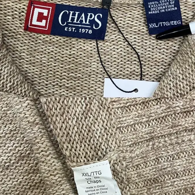 (2XL) CHAPS 챕스 엘보우 패치 코튼 니트