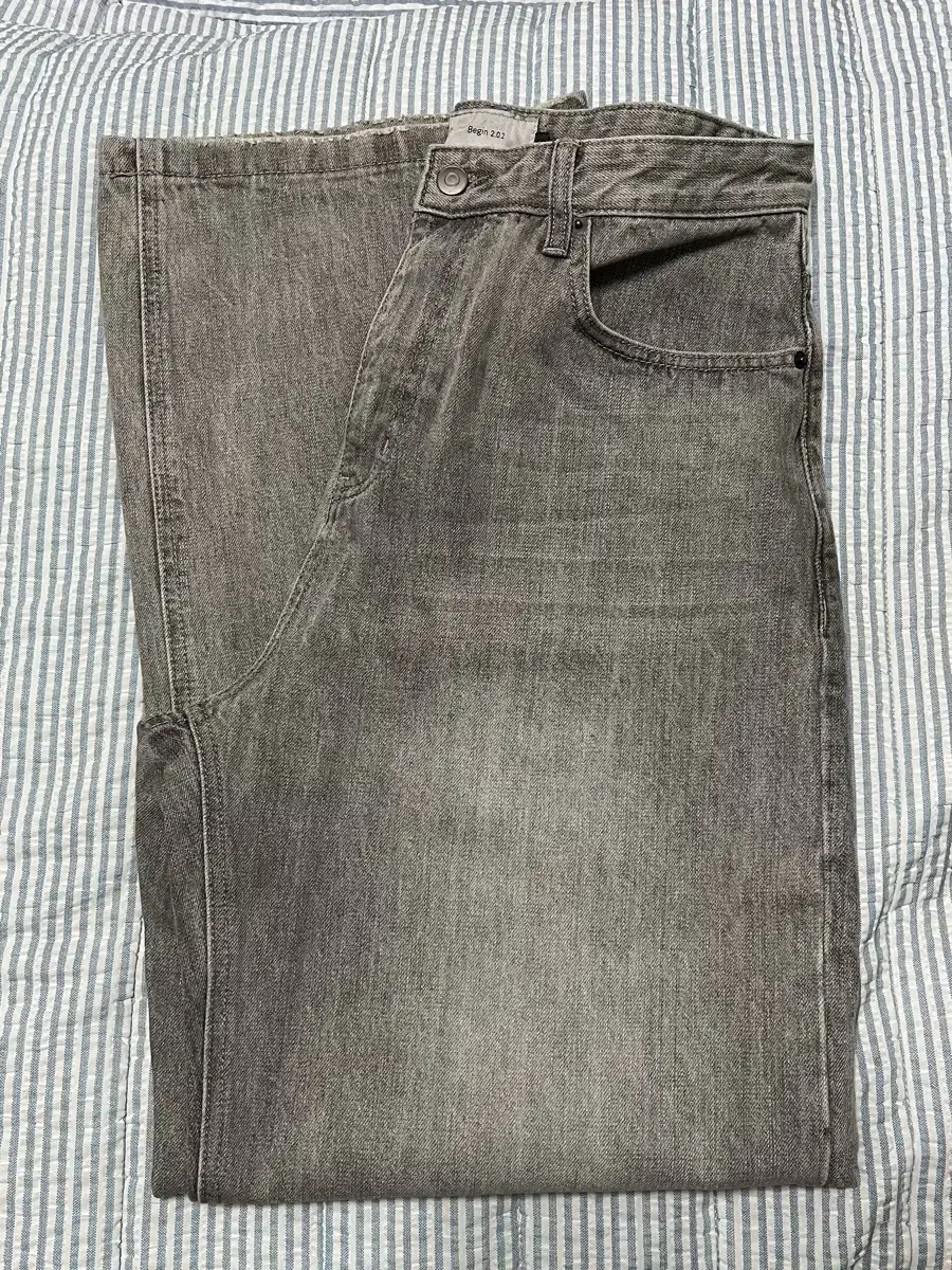 Bigin202 Wide Semi Flare Denim Pants Grey 3