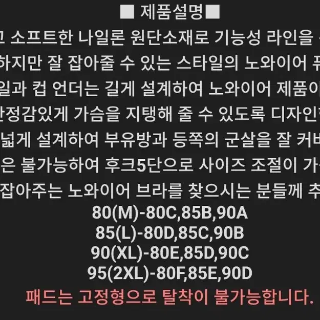 큰가슴용  기능성 퓨징브라