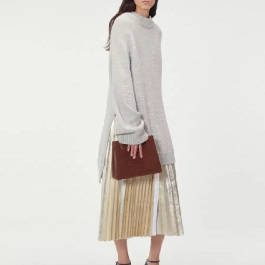 렉토 METALLIC PLEATED WRAP SKIRT