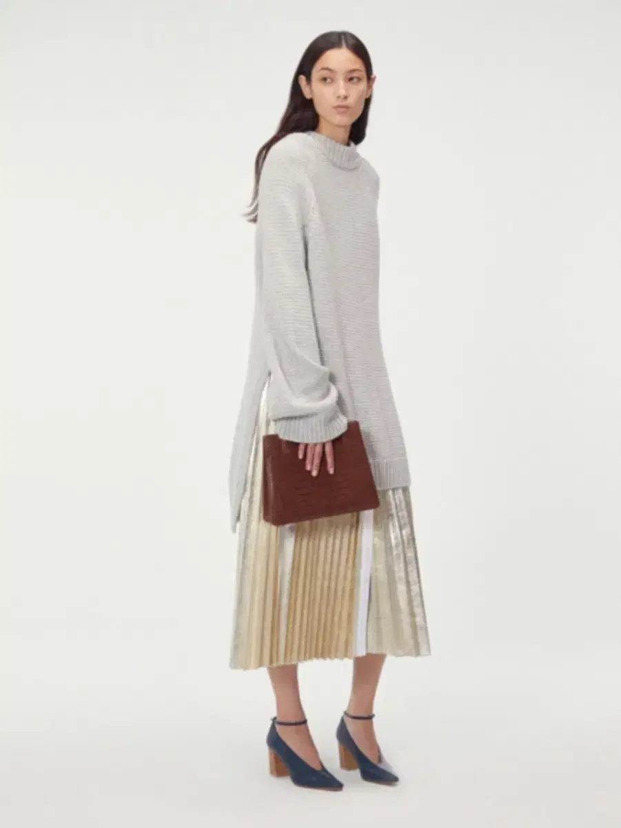 렉토 METALLIC PLEATED WRAP SKIRT