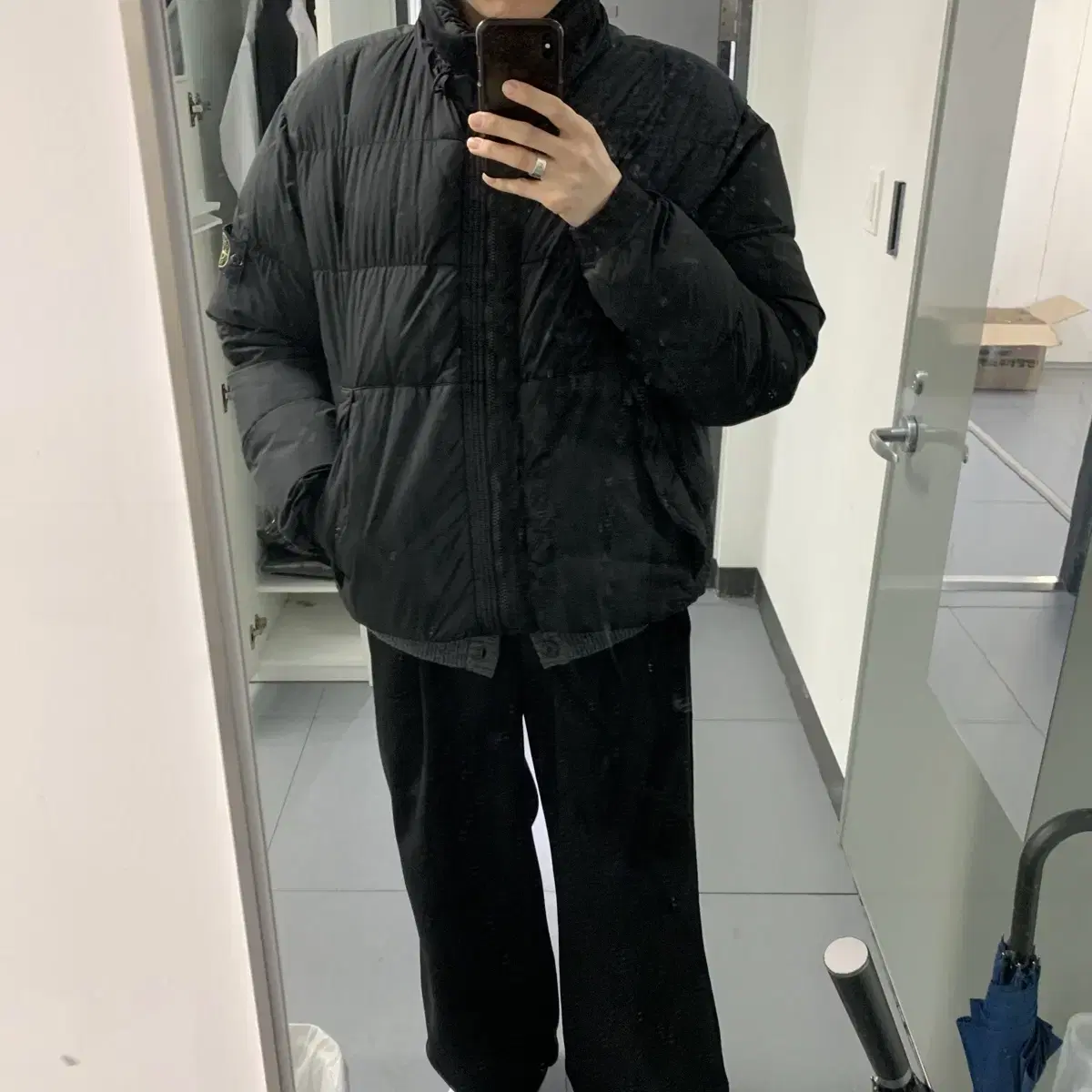 [3XL] 18fw 스톤아일랜드 크링클랩스 패딩 블랙