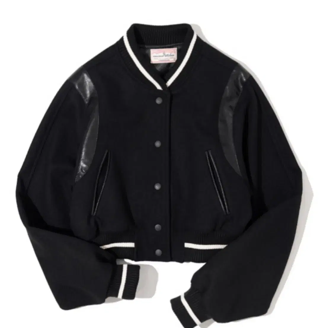 반원 아틀리에 Irish crop varsity jacket_Black