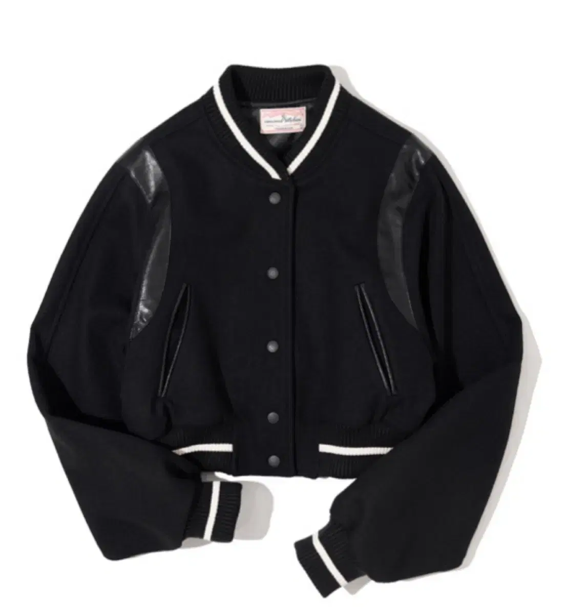 반원 아틀리에 Irish crop varsity jacket_Black