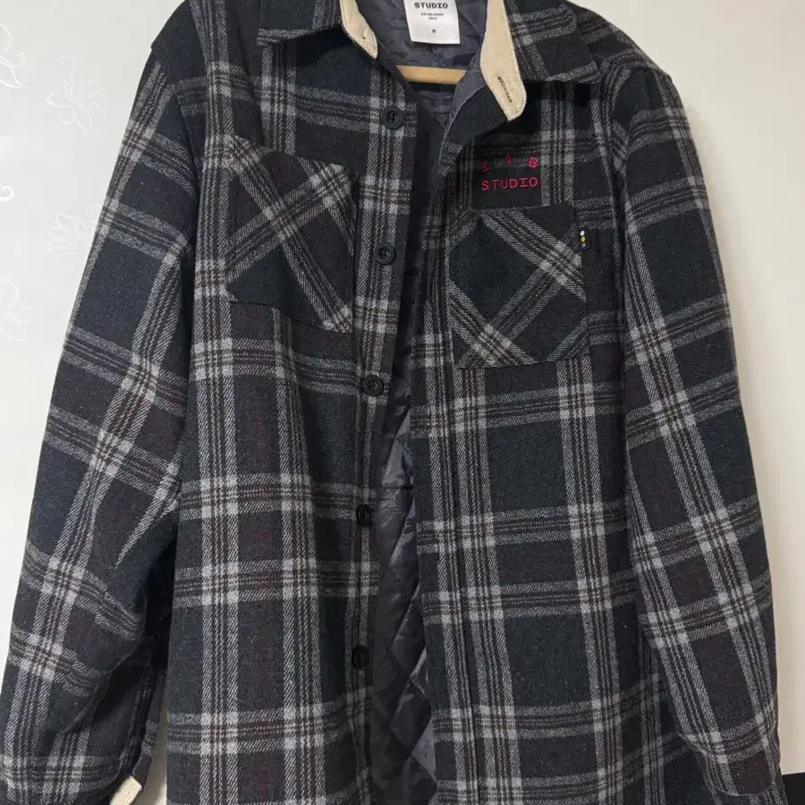 [IAB Studio] Check Shirt Jacket Gray Red