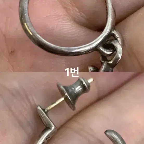 크롬하츠 타이니 후프 이어링 크로스 귀걸이 귀고리