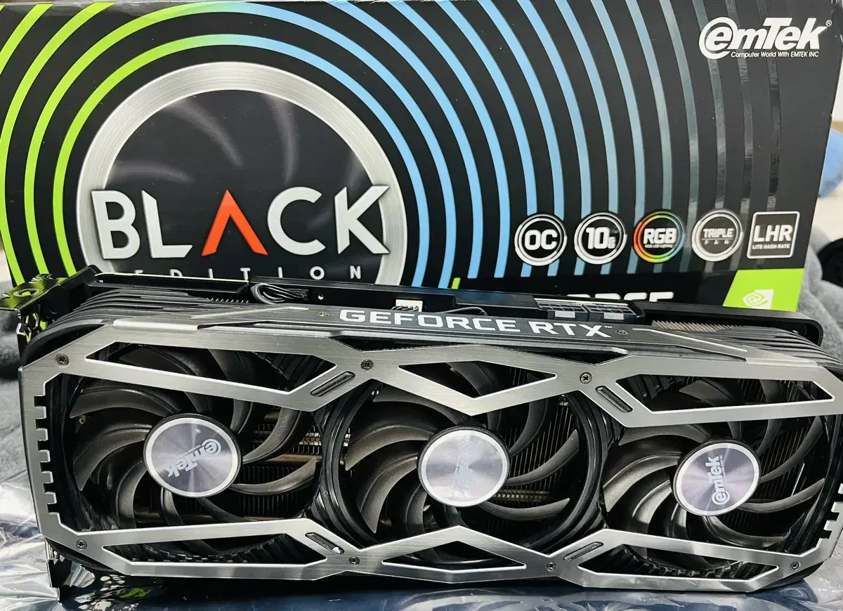 이엠텍 RTX 3080 블랙에디션 10GB LHR OC 그래픽 카드 판매