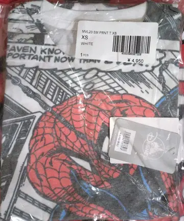 스파이더맨 티셔츠 XS 화이트