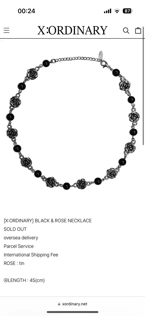 XORDINARY 목걸이 BLACK & ROSE NECKLACE