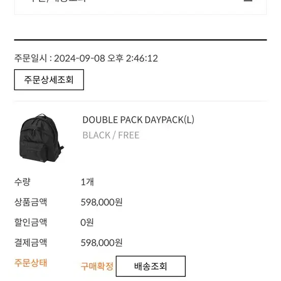 포터 DOUBLE PACK DAYPACK(L) 데이팩 새상품급 판매합니다