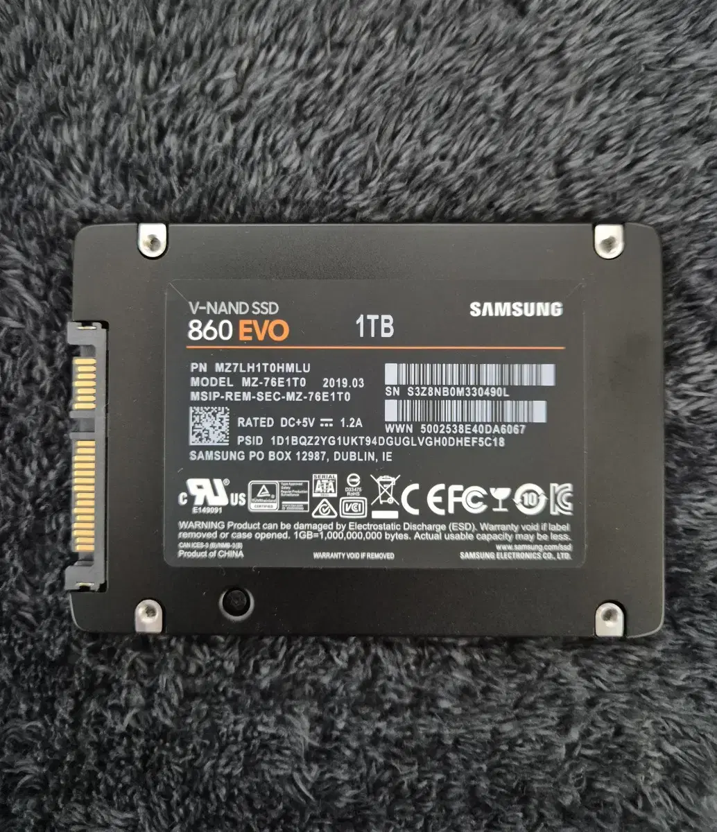 깨끗한 삼성 SSD 860 EVO 1TB 팝니다