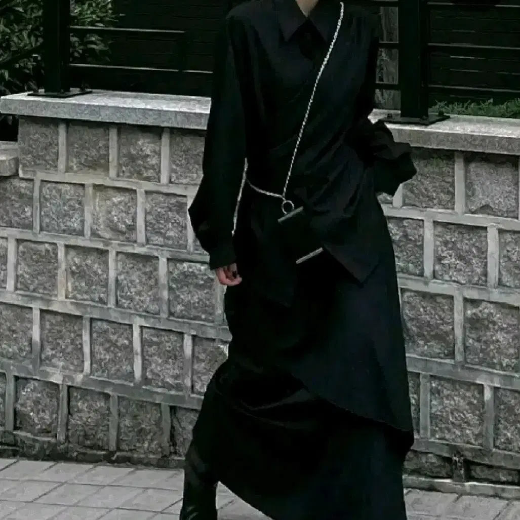 트리밍버드 Layered Drape Skirt 블랙 스커트