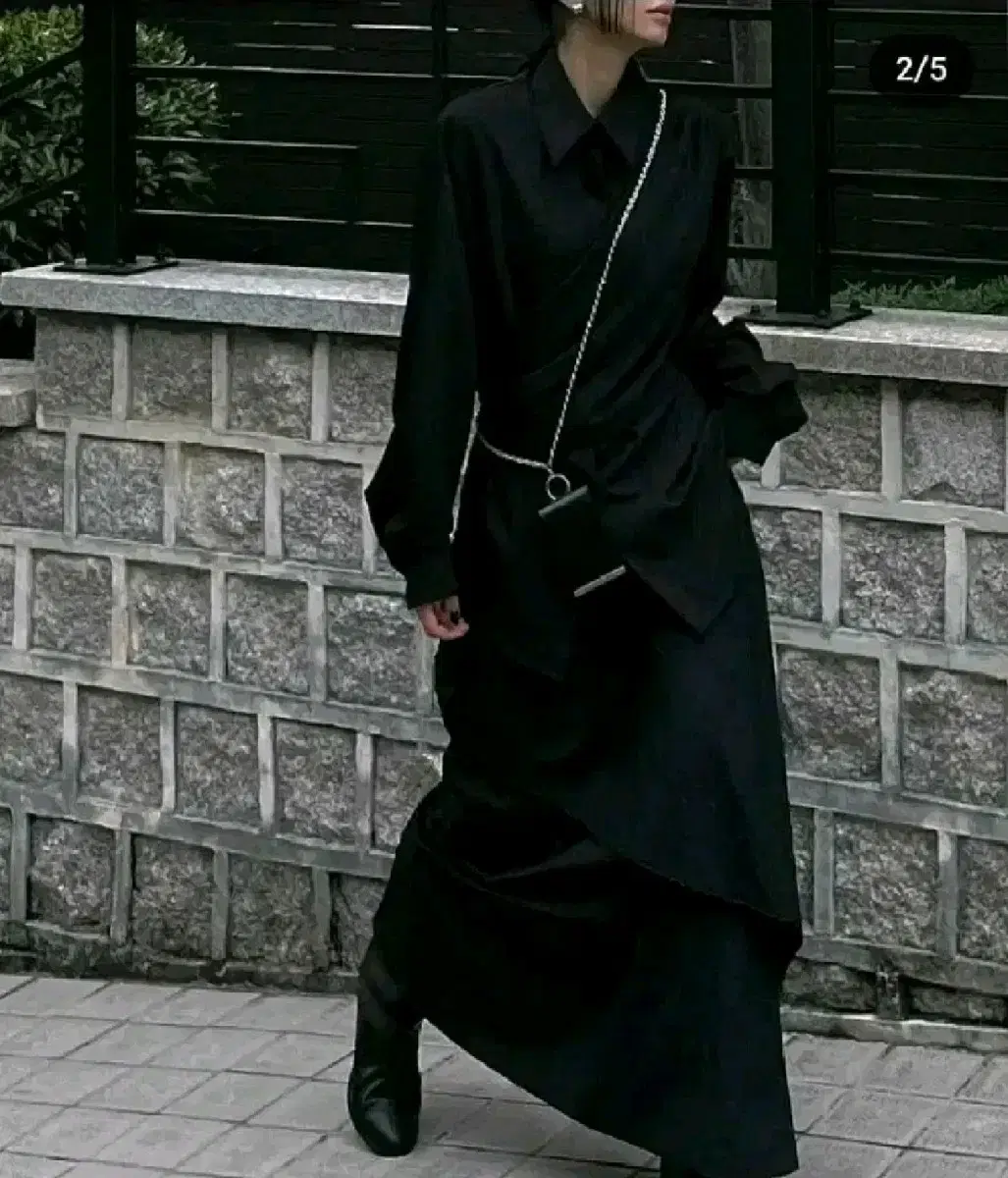 트리밍버드 Layered Drape Skirt 블랙 스커트