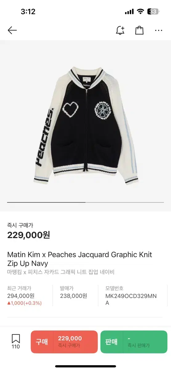 Mateng Kim x Peaches Jacquard Graphic Knit Zip-up Navy