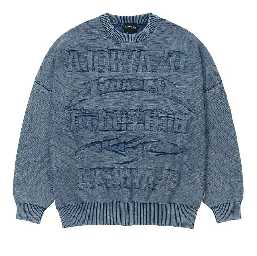 Five AJO Logos Washed Sweater [NAVY]