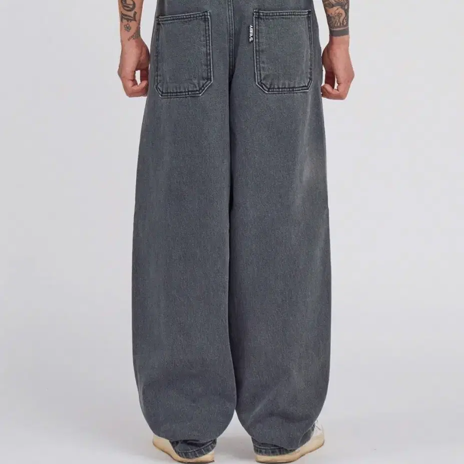 AJOBYAJO Oversized Washed Denim Pants