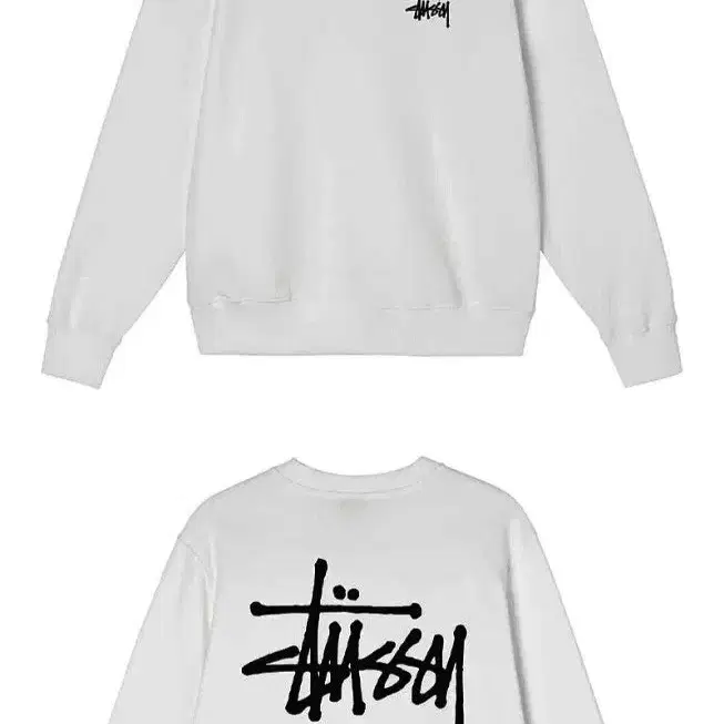 STUSSY 스투시 베이직 크루넥 기모 오버핏 블랙.에쉬헤더 맨투맨