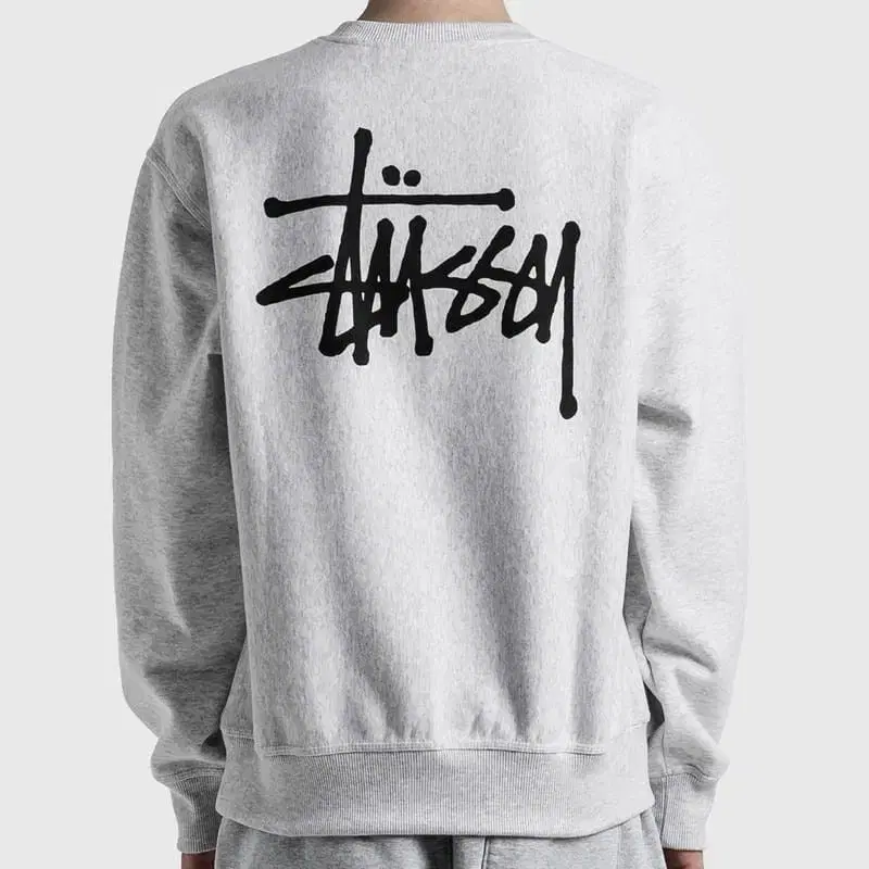 STUSSY 스투시 베이직 크루넥 기모 오버핏 블랙.에쉬헤더 맨투맨