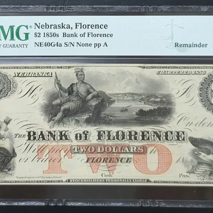 미국 1850년  $2 1850s Bank of Florence 귀한