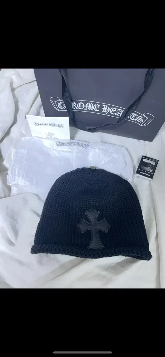 Chrome Hearts Cross Leather Patch Cotton Beanie