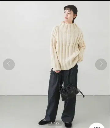 택 포함 KAGURE 로우 게이지 리브 풀오버