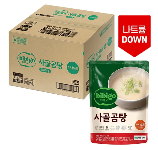 무료배송-비비고 저나트륨 사골곰탕 500g 18개