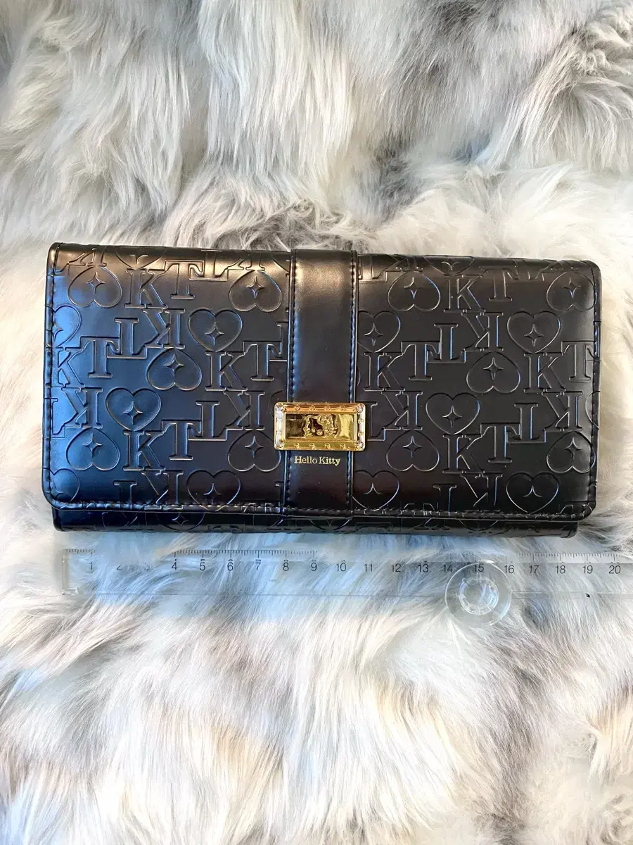 NEW_ Heart Monogram Oblique Giroux Classic Kitty Long Wallet Black #Quilted