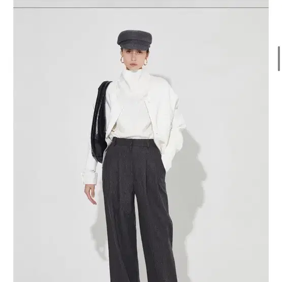 Ceeci pleated wool wide pants (블랙/그레이)