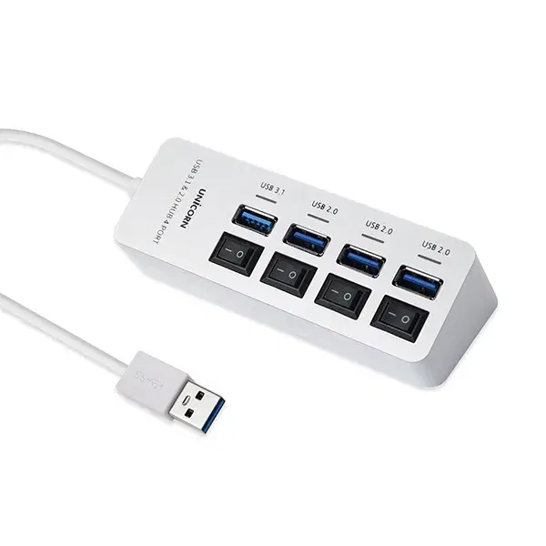 USB 3.1 4포트 허브 (개별스위치, LED표시, 50cm 케이블)