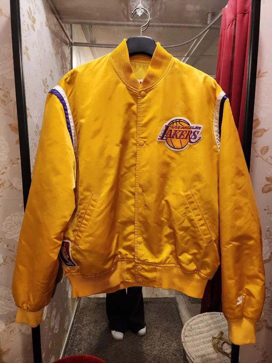 스타터 NBA Los Angeles Lakers 새틴 자켓 옐로우