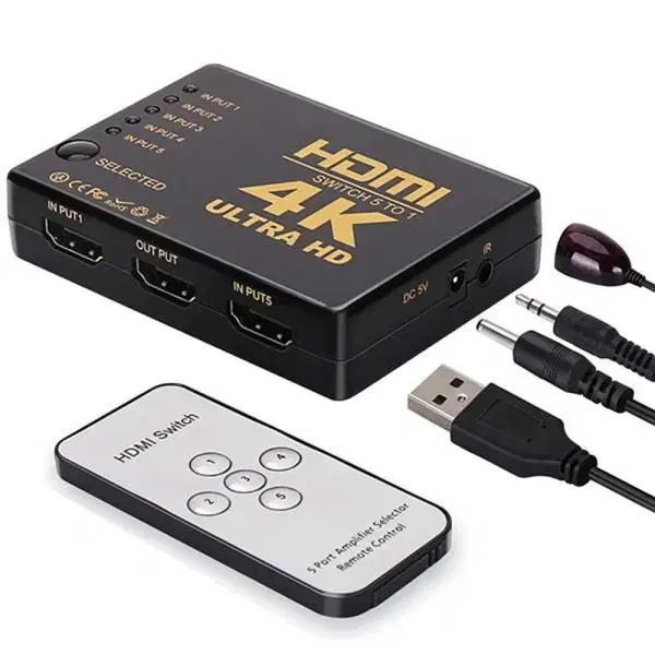 5입력 1출력 4K HDMI 모니터 선택기 리모컨IR포함