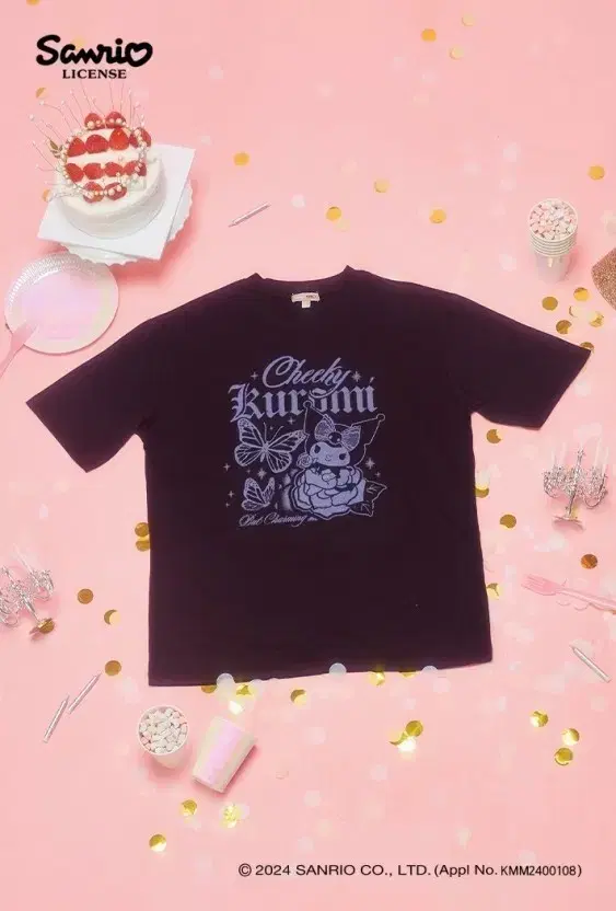 Spao Kuromi Short-Sleeved T-Shirt Public Black XL (105)